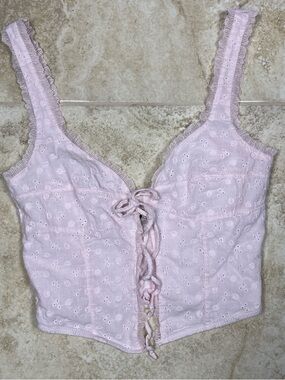 White Fox Sweet Sensation Pink Eyelet Cami Top XS